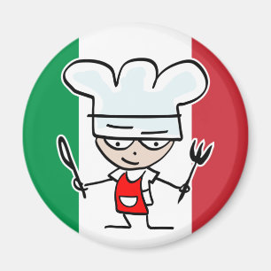 Aimant de réfrigérateur de chef italien avec dessi