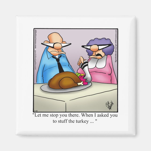 Aimant de réfrigérateur d'humour de Thanksgiving  (Devant)