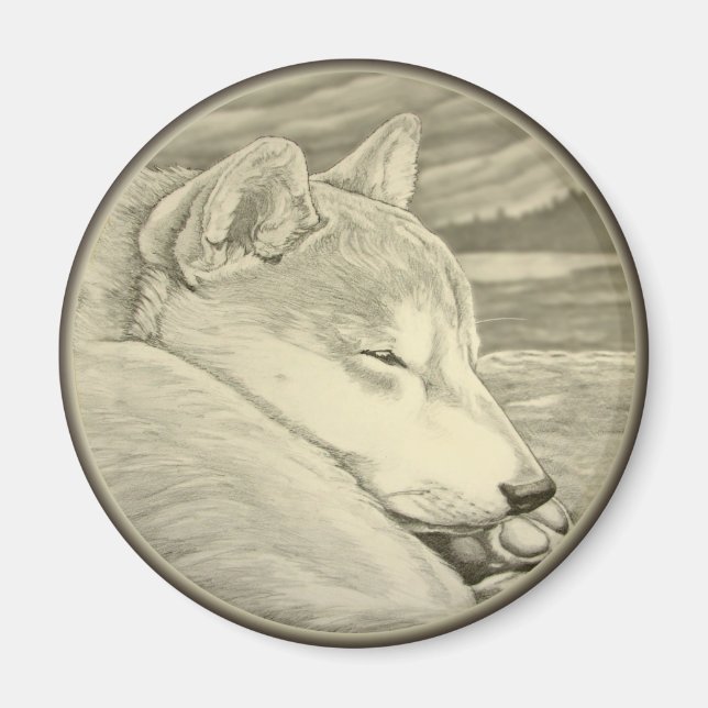 Aimant de réfrigérateur Shiba Inu Aimant de chien  (Devant)