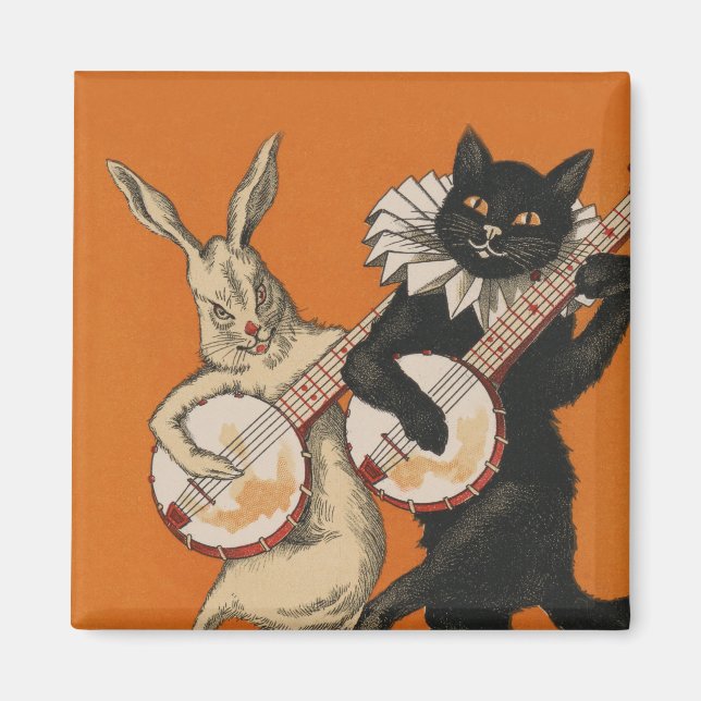 Aimant de réfrigération de chat noir amusant (Devant)