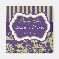 Aimant de remerciement de mariage en Damas violet,