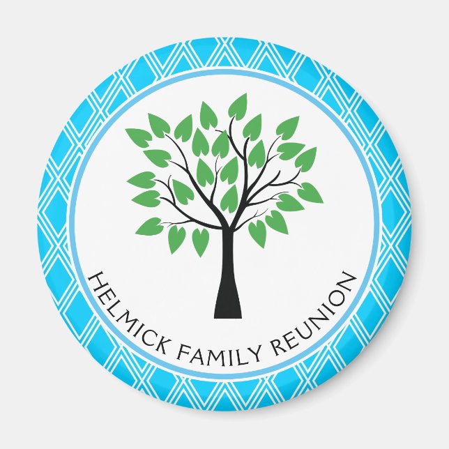 Aimant de réunion de famille en treillis bleu et b (Devant)