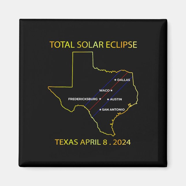 Aimant De Solar Eclipse 2024 Interactive Map Texas Eclips (Devant)