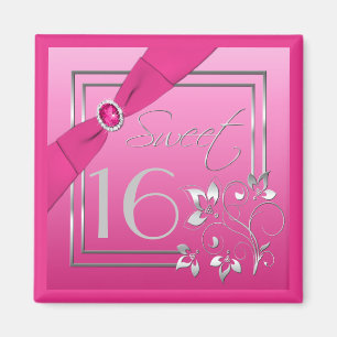 Aimant de Sweet sixteen rose et argenté