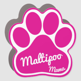 Aimant de voiture Empreinte de patte de chien rose