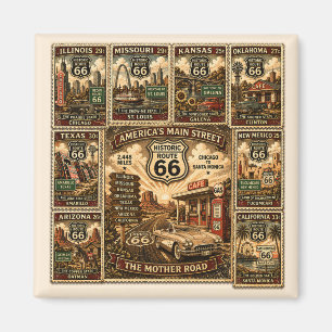 Aimant de voyage vintage Route 66