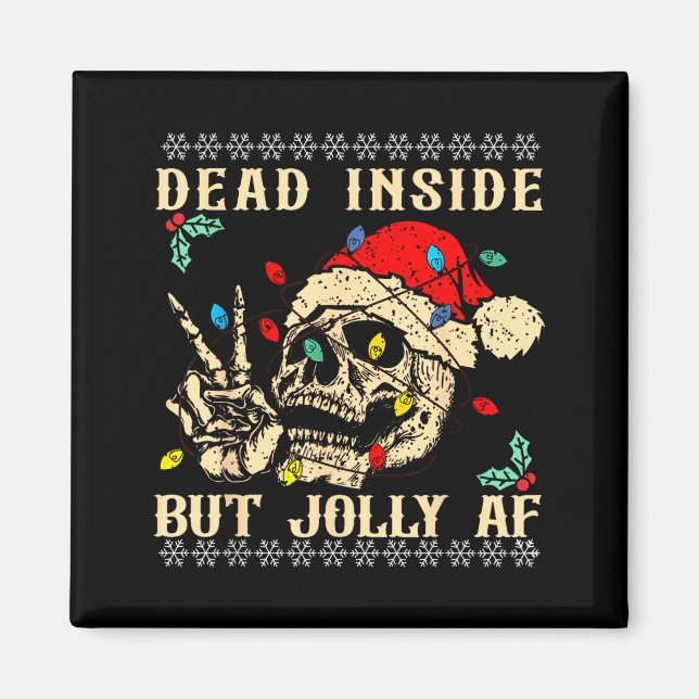Aimant Dead Inside But Jolly Af Funny Skeleton Santa Hat  (Devant)