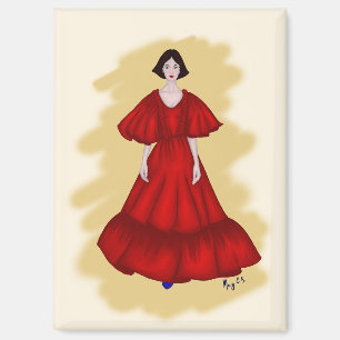 Aimant Déclaration Regard Rouge avec Scène Jaune Rêveuse
