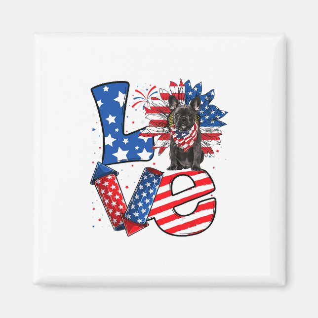 Aimant Décor de Juillet Amour Patriotique Français Chien- (Devant)