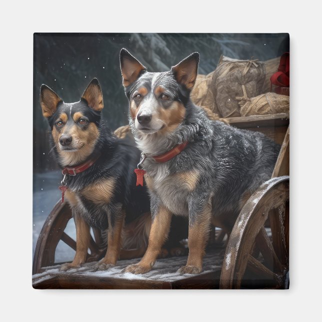 Aimant Décor de Noël australien Snowy Sleigh (Devant)