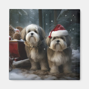 Aimant Décoration de Noël au traîneau enneigé Malti Tzu