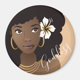 Aimant Déesse, Femme noire avec une fleur dans les cheveu