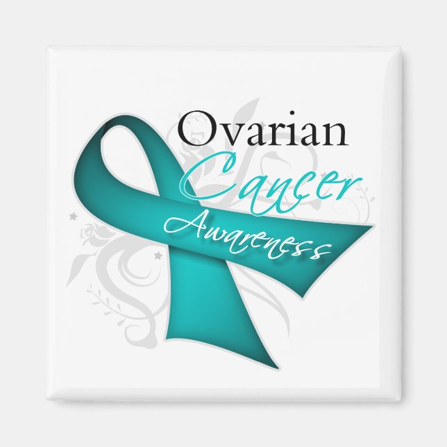 Aimant Défiler Ruban Sensibilisation au cancer de l'ovair (Devant)