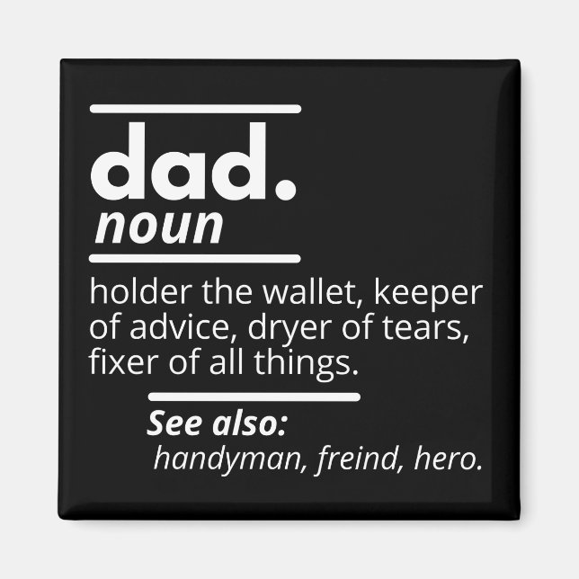Aimant Définition du dictionnaire papa - Drôle cadeau de  (Devant)
