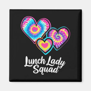 Aimant Déjeuner Lady Squad Tie Dye Hearts Cafétéria Perso