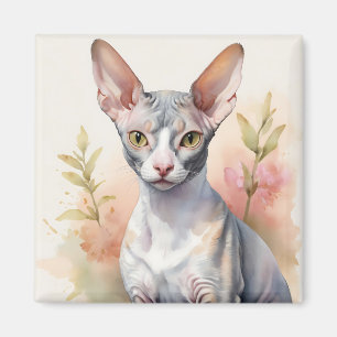 Aimant Délicat Aquarelle Cornish Rex Portrait