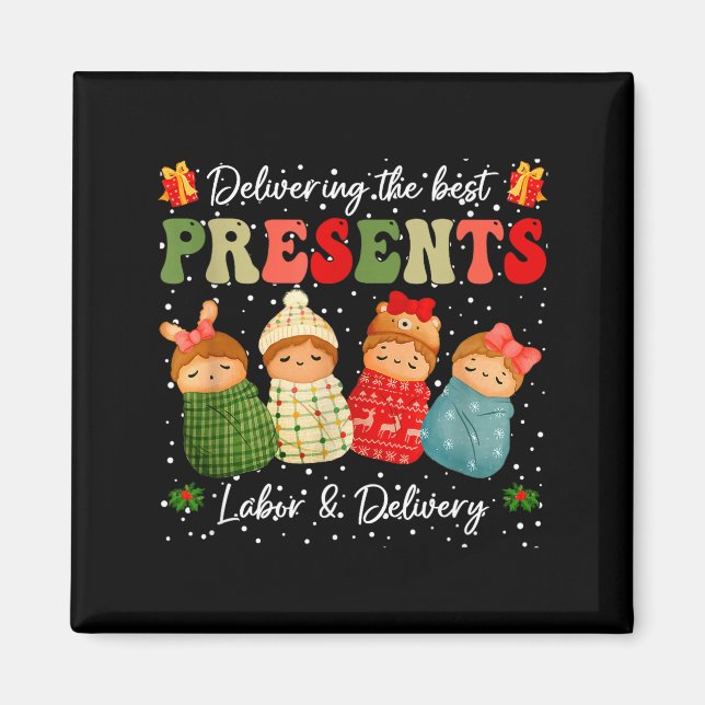 Aimant Delivering The Baby Labor Delivery Nurse Christmas (Devant)