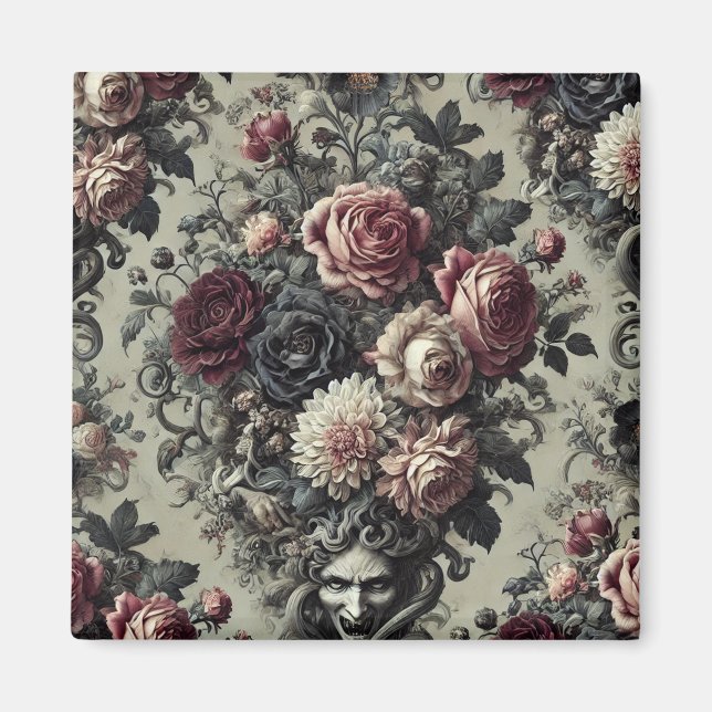 Aimant 🩸 Dellamorte Dellamore - Design Floral gothique (Devant)