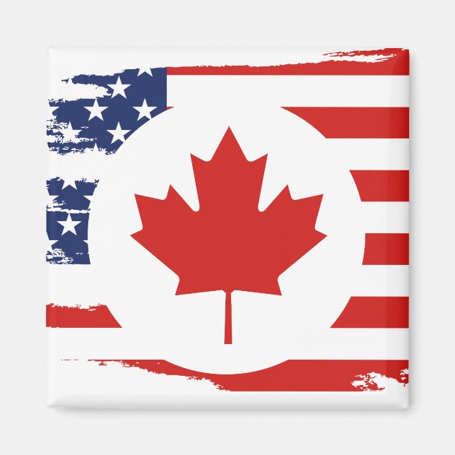 Aimant Demi-Canadien Américain : Canada USA Maple Leaf (Devant)