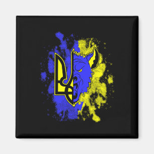 Aimant Demi-loup Demi-Ukraine Tryzub Symbole ukrainien et