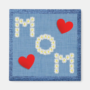 Aimant Denim et Daisies Fête des Mères