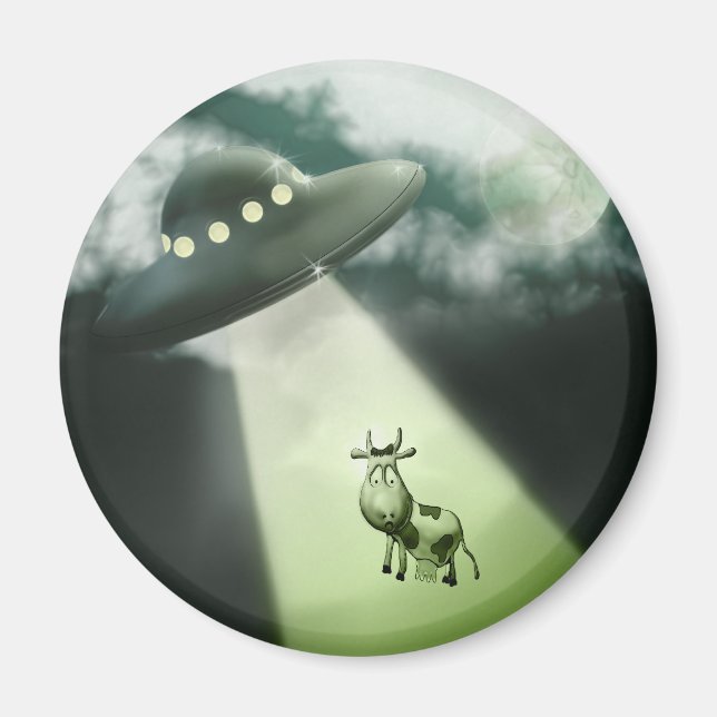 Aimant d'enlèvement de vache UFO comique (Devant)