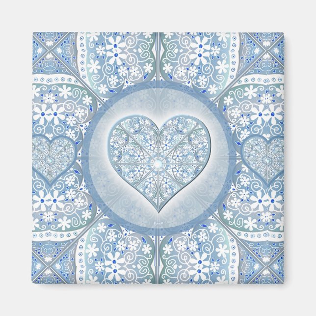 Aimant Dentelle en céramique bleu clair (Devant)