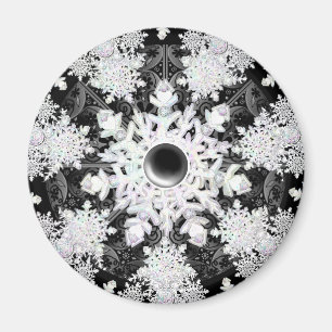 Aimant Dentelle en céramique noir et flocon de neige