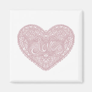 Aimant Dentelle rose Inspirationnel Romantique Amour Coeu