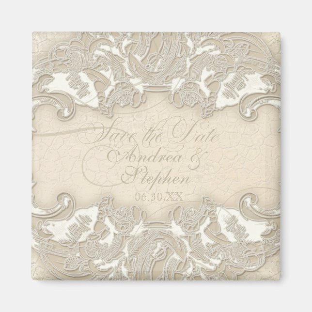 Aimant Dentelle vintage Monogramme Baroque Etching Swirl  (Devant)