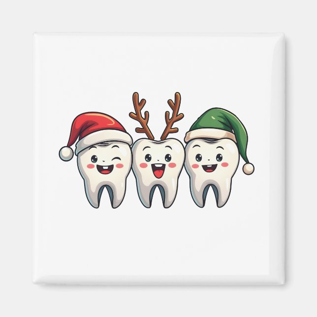 Aimant Dentiste Noël Dental Père Noël Floss Xmas Tree (Devant)
