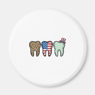 Aimant Dentiste Patriotique Dent Vintage Léopard Chemise