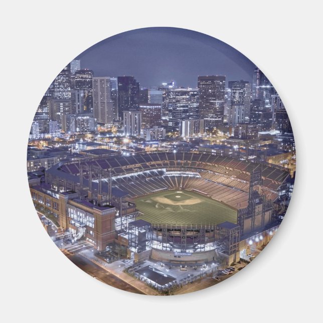 Aimant Denver City Skyline et Coors Field la nuit (Devant)