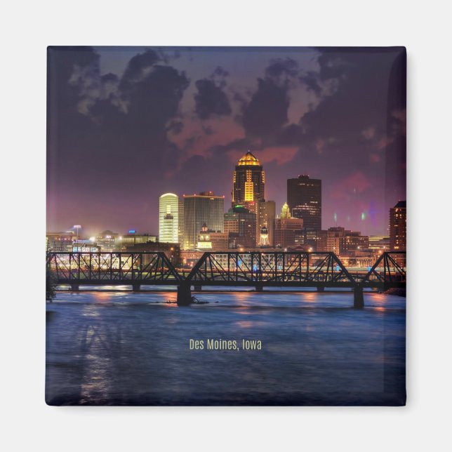 Aimant Des Moines, Iowa, photo de la ville, (Devant)