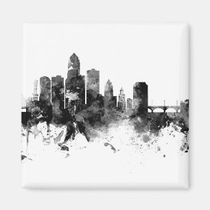 Aimant Des Moines Iowa Skyline Noir Blanc