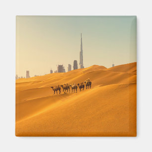 Aimant Deserts   Dubai's Skyline View with Camels