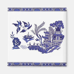 Aimant Design bleu et blanc de la Chine bleu sauvage