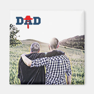 Aimant design bleu et rouge pour le meilleur papa jamais