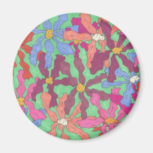 Aimant Design Boho Motif à fleurs rétro