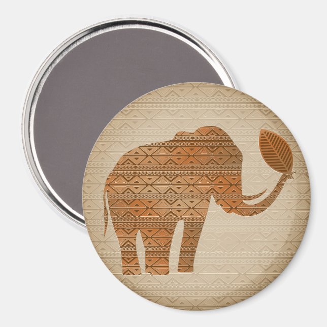 Aimant Design d'art tribal des éléphants (Recto/Verso)