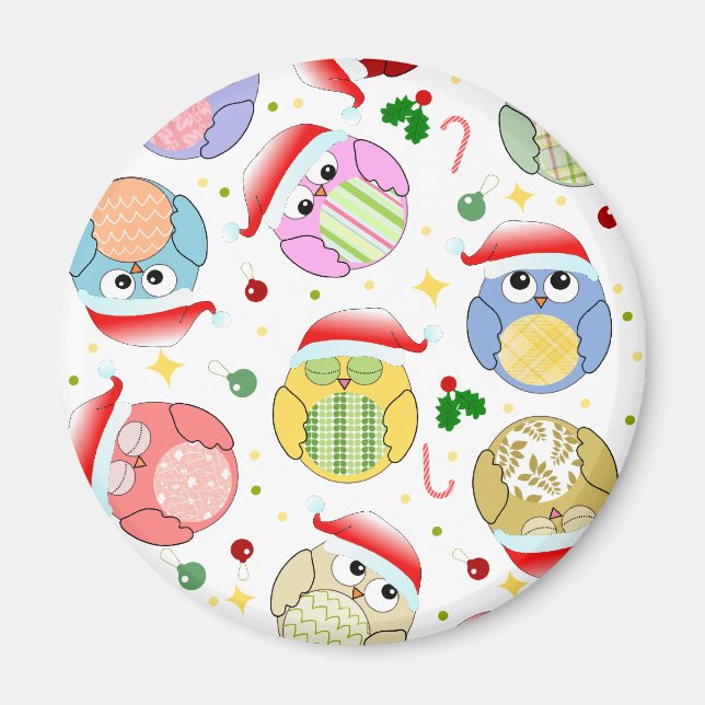 Aimant Design des Chouettes de Noël (Devant)