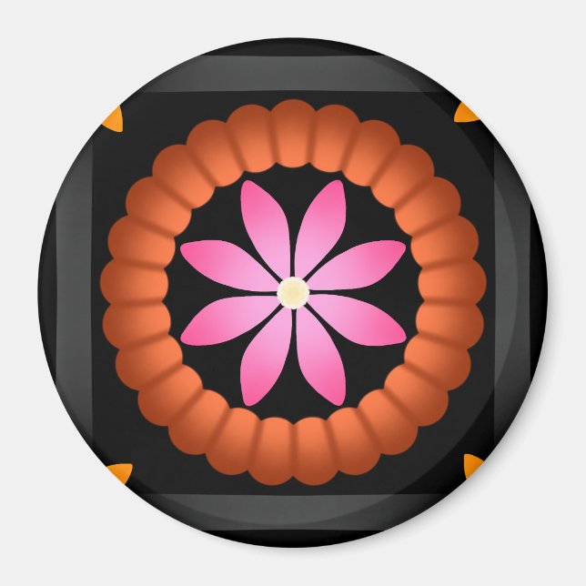 Aimant Design Fleur moderne sur arrière - plan noir (Devant)
