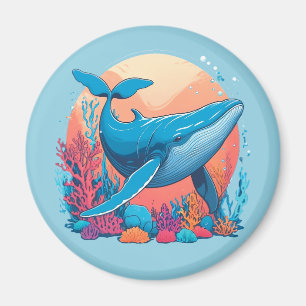 Aimant Design Graphique Coloré D'Une Baleine