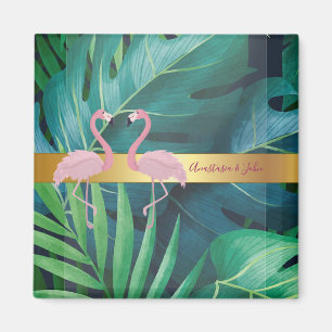 Aimant Design moderne, Feuilles Tropical Palm, Rose