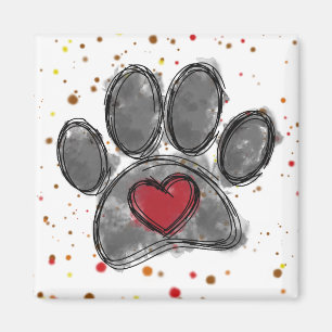 Aimant Dessin Amoureux des chiens Aquarelle Peinture