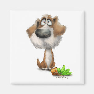 Aimant Dessin animé adorable d'un chien hirsute coupable