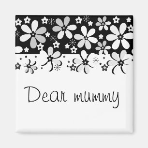 Aimant dessin animé blanc noir Abstrait fleurs design flo