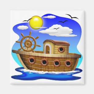 Aimant Dessin animé de bateau de pêche