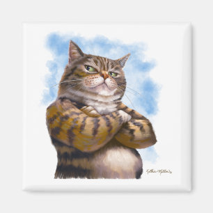 Aimant Dessin animé de chat tigré coriace