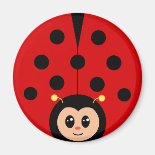Aimant Dessin animé de coccinelle heureuse mignonne 